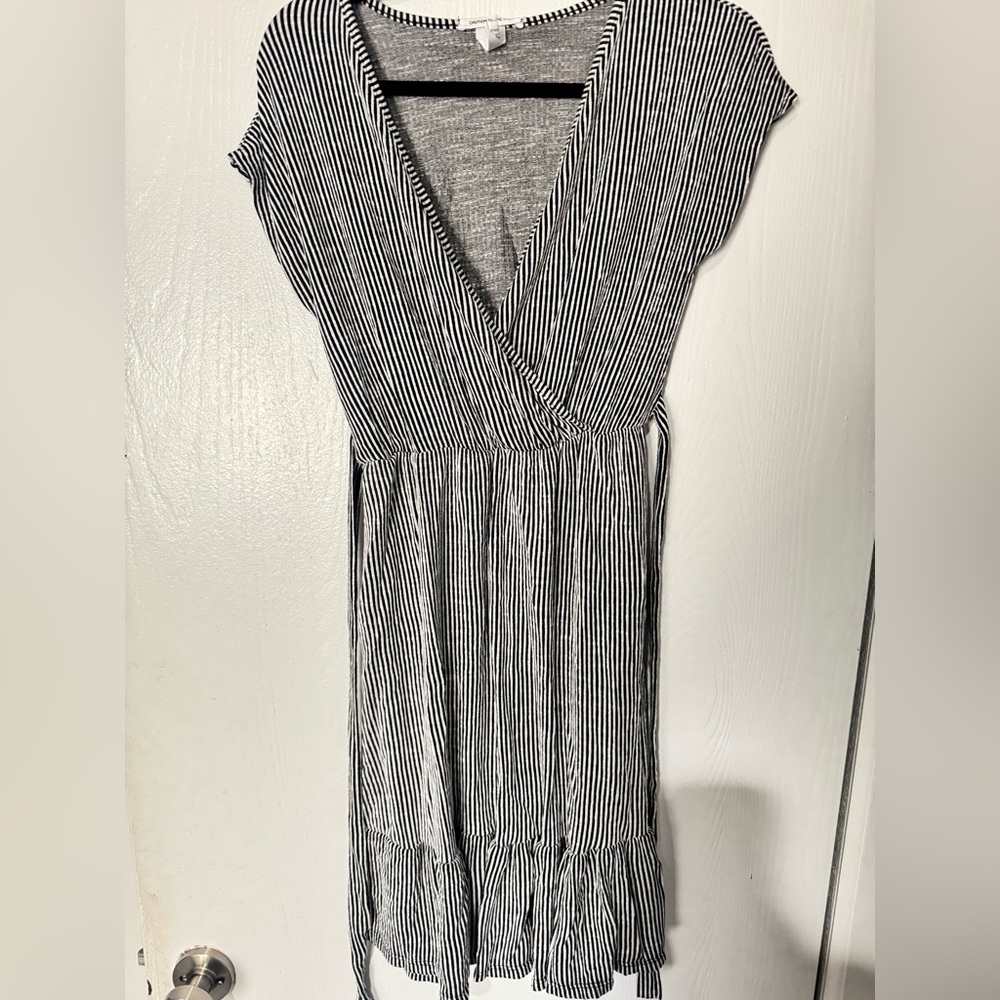 Bundle 3 for $20 - Caution To The Wind Black and White Striped Midi Dress